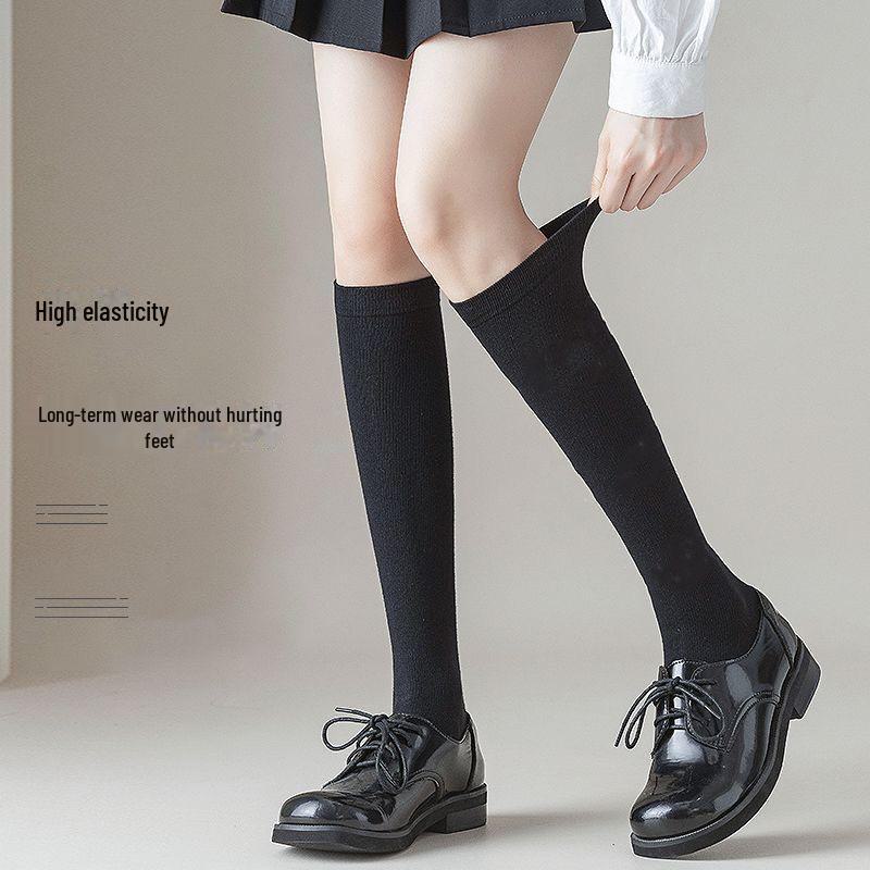 Ciorapi ultra-subțiri negri peste genunchi pentru femei, pentru primăvară/vară
