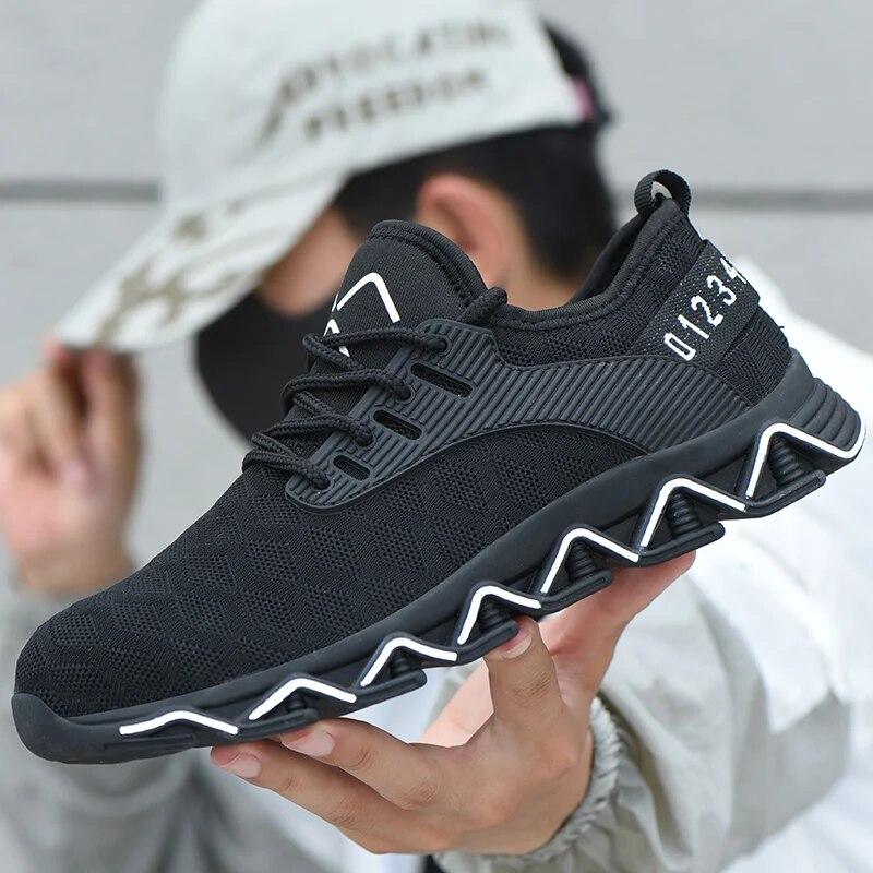 

Оригинальная защитная обувь с бесплатной доставкой, мужские ботинки со стальным носком, рабочие защитные ботинки с сетчатым лезвием, устойчивые к проколам кроссовки со стальным носком 38