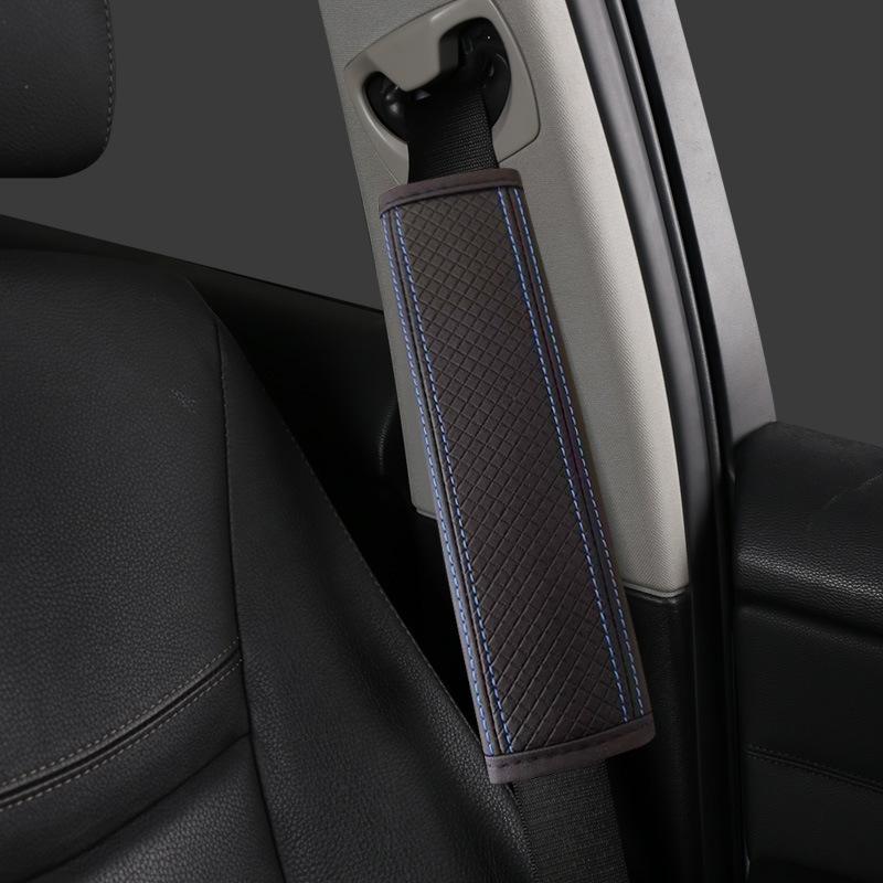 Embossed Fiber Leather Car Seat Belt Shoulder Strap Cover 1Pc Decompression Comfort Easy To Clean for Daily Use 1PCS