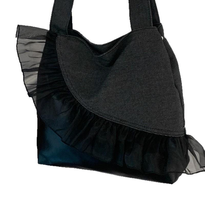 Korean version of fashion denim large-capacity bag women's 2025 new college style tote bag simple shoulder armpit bag