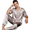 American Standard 19mm Heavyweight 6A Grade Mulberry Silk Men's Short Sleeve Long Pants Pajamas Gray M