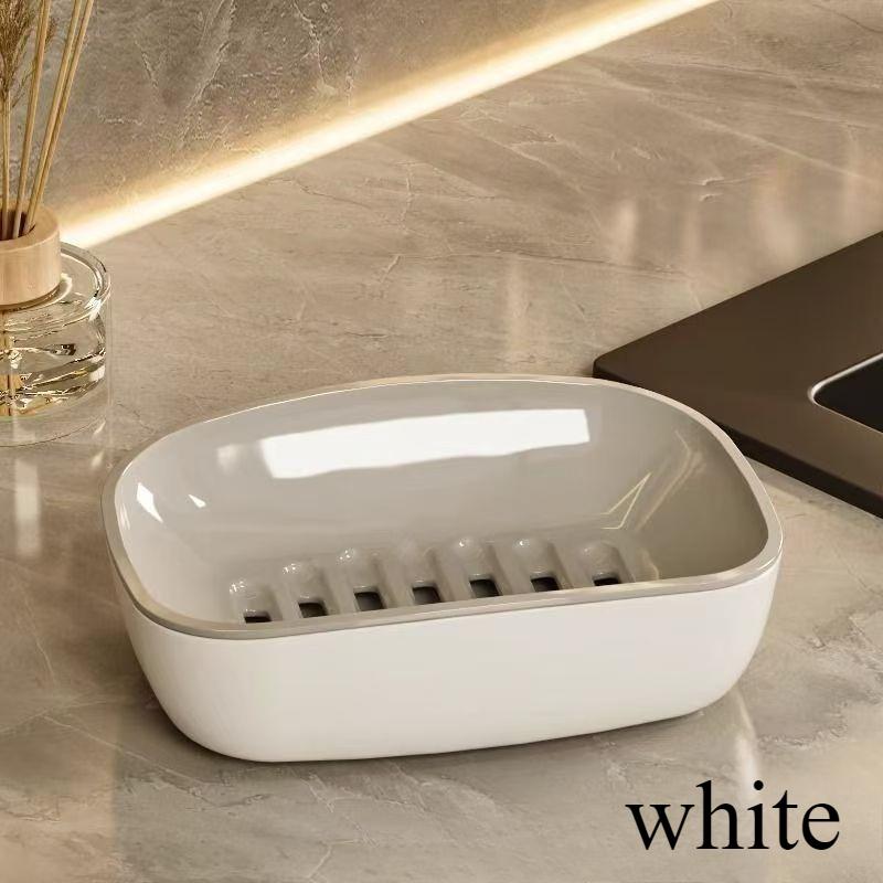 1pc Soap Dish, Double-Layer Drainage, Automatic Drain, Easy To Clean, Suitable for Home Bathroom and Kitchen