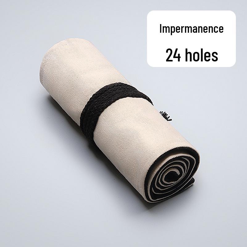 Solid Color Handmade Canvas Pencil Roll - Large Capacity Storage Bag for Boys and Girls