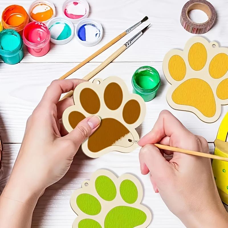 20pcs Hand-Drawn Wooden Paw Print Ornaments, Versatile Celebration Decor, DIY Paintable Christmas Tree Holiday Party Decorations