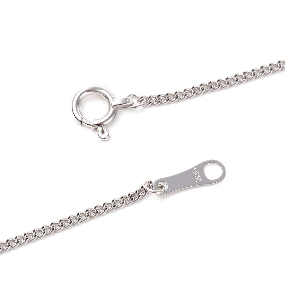 18K White Gold Curb Chain Wide Necklace, 45cm, 2-Sided, Thin, 1.2mm