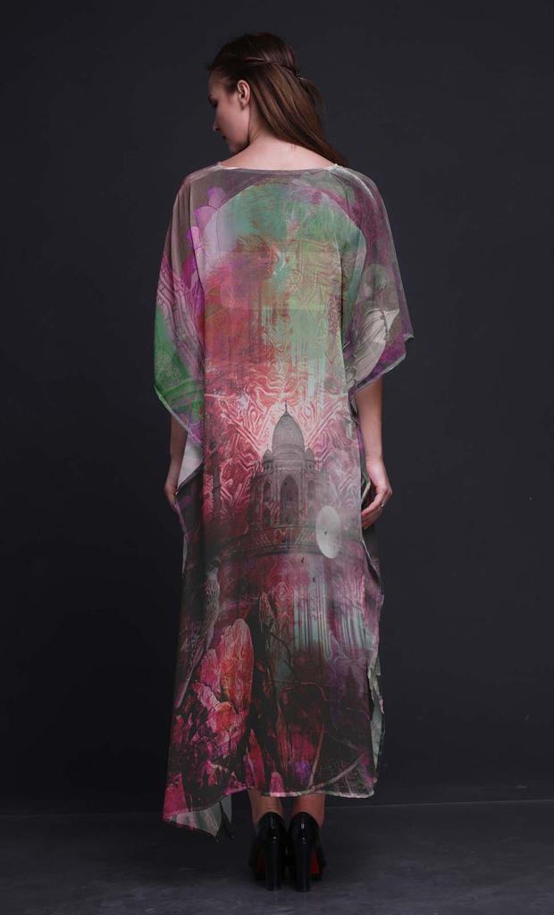Phagun Tajmahal Monuments Ladies Plus Size Kaftan Summer Wear Beach Coverup Kimono