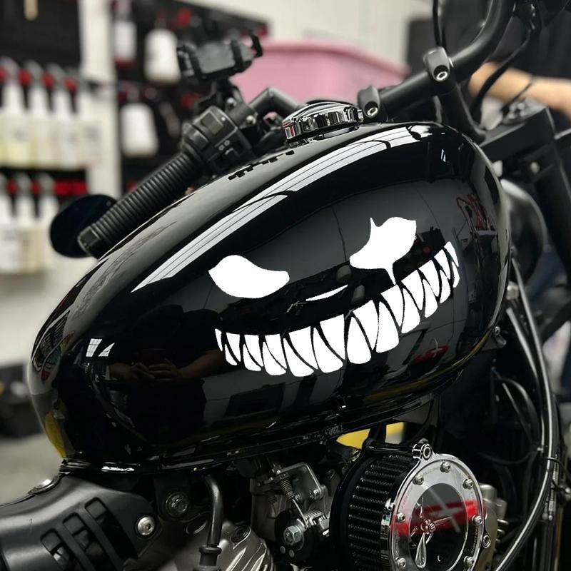 Dämon Smiley Gesicht Wasserdichtes Aufkleber, Langlebiger Vinyl Sticker, Universelles Styling Zubehör für Motorrad, Auto und Elektroroller