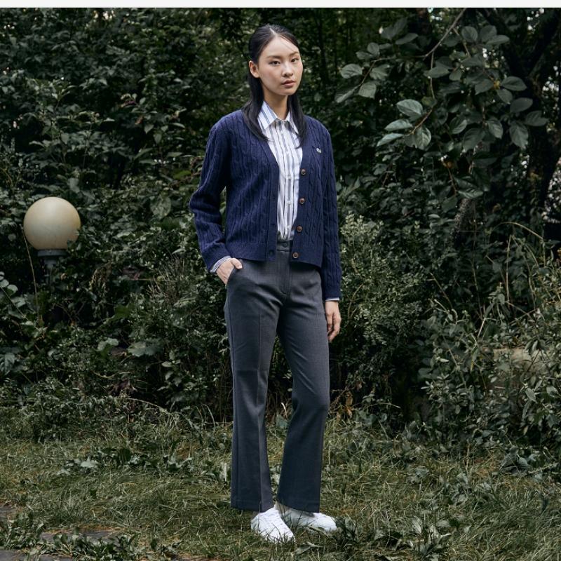 Lacoste Women S Cable V Neck Cardigan Af299e 54n 166 q2nAf299e 54n166