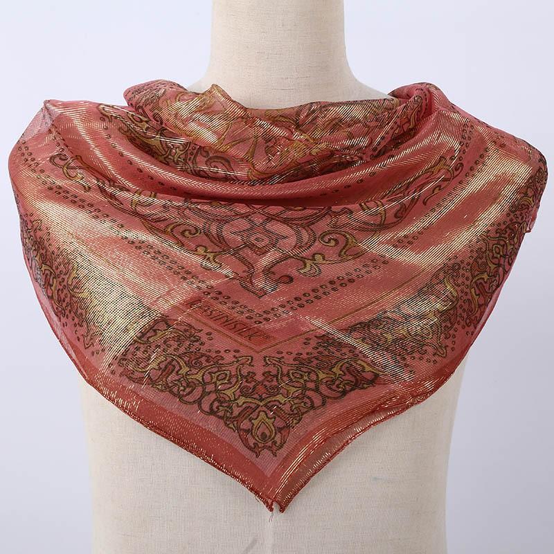 Silk Square Scarf Women Elegant Ethnic Print Headwrap Lightweight Accessory Fashion Wrap Shawl Color 1