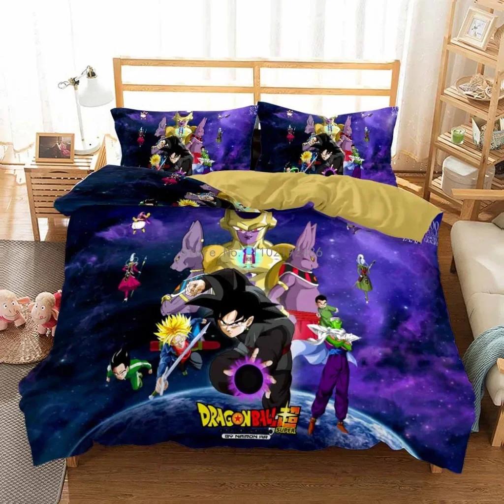 2D Print Anime Dragon Ball Super Saiyan Son Goku Duvet Cover Bedding Set Double Twin For Kids Bedclothes Quilt Cover Gi