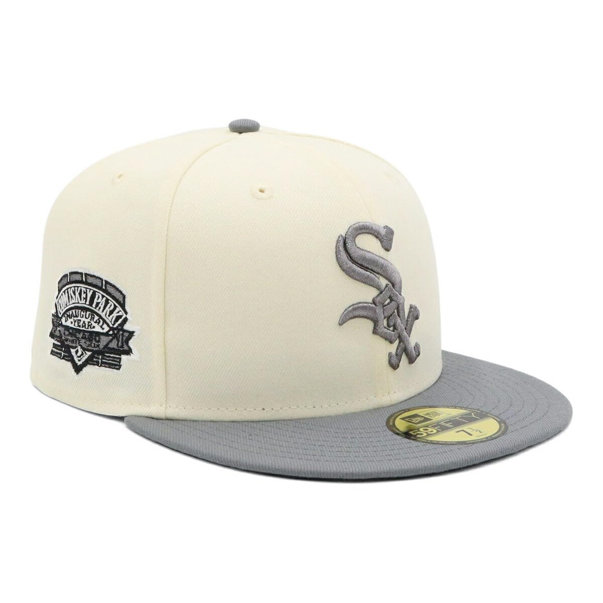 

New Era 59FIFTY Cap MLB Chicago White Sox CWS 7 Side Under ONSPOTZ and Side Flat Deep (70930904, NER36C8129) Chrome/Gray/White, 5/8 Patch, 2-Tone