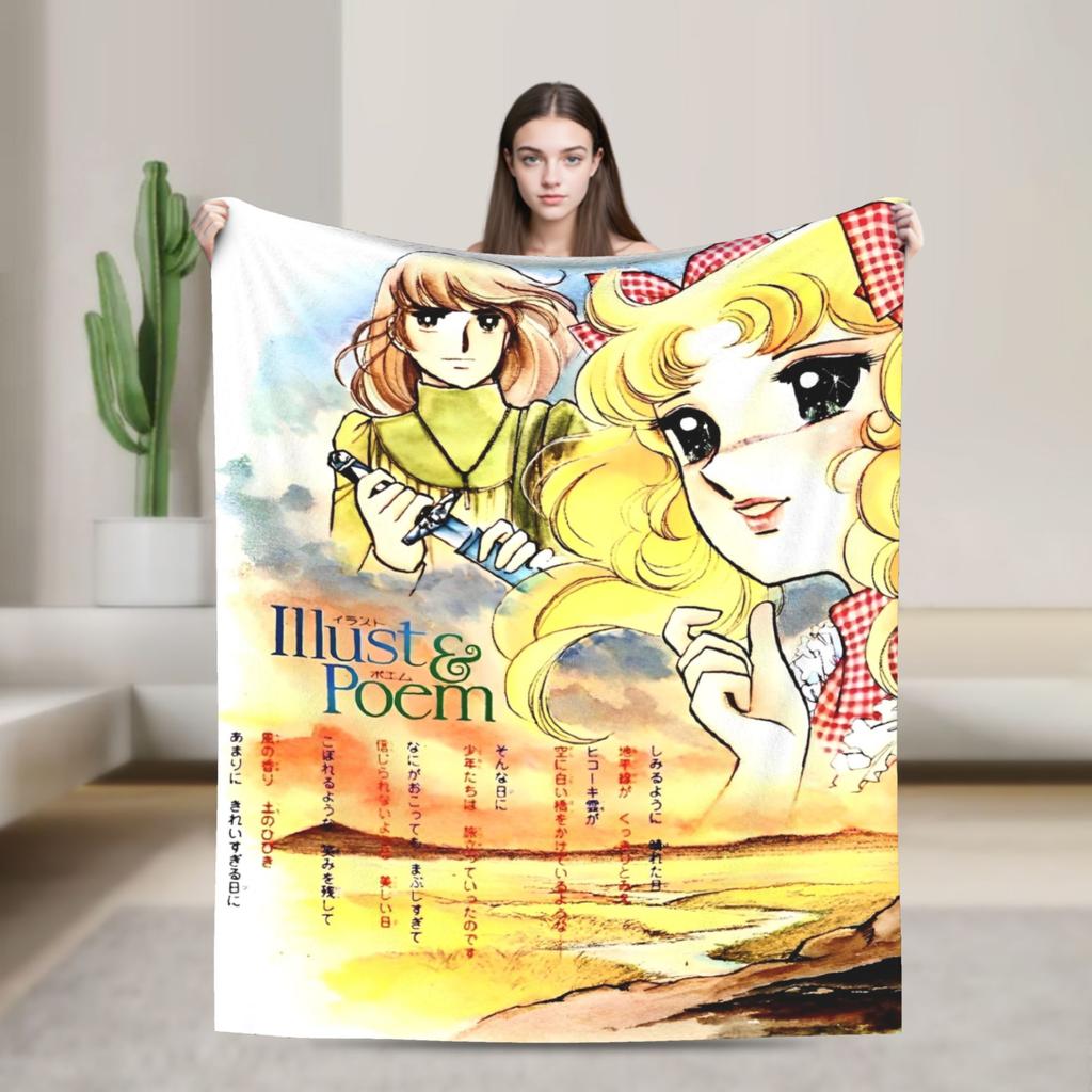 Candy Candy Cartoon Anime Blanket Flannel  Super Warm Throw Blanket for Outdoor Travel Bedspread
