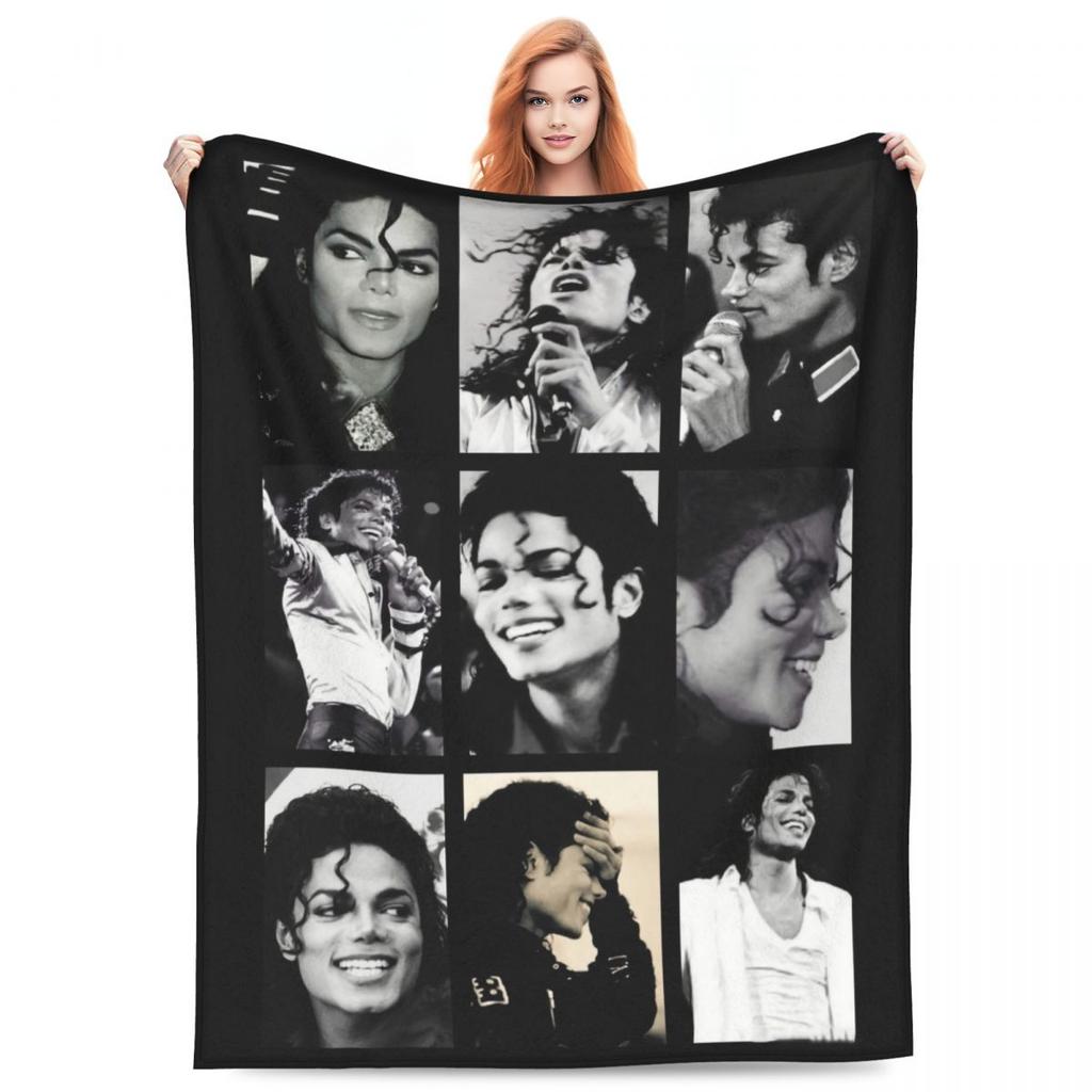 MJ M-Michaels Piosenkarz Koc J-Jacksons Zdjęcie Kempingowy Flanelowy Koc Ciepły Miękki Kanapa Fotel Sofa Łóżko Prześcieradło Prezent