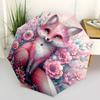 1pc Fox & Pink Flower Cartoon Umbrella, Portable 3-Fold Compact Umbrella, Suitable for Camping, Hiking and Travel, Ideal Easter Birthday Gif