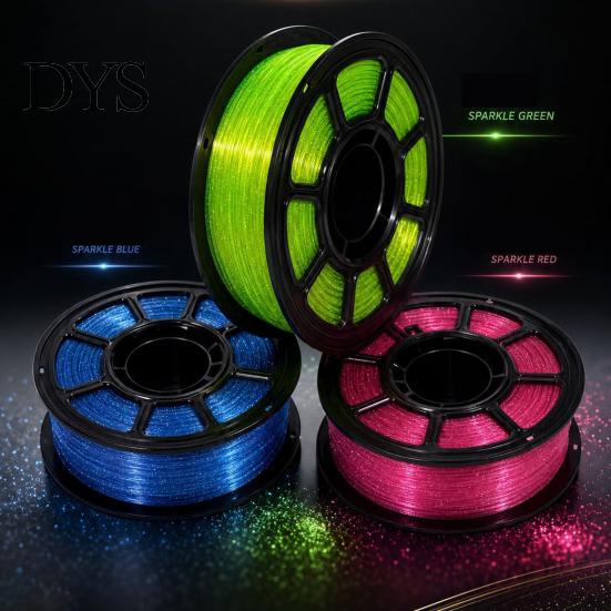 Strong Toughness PETG Filament Glitter 3D Printer 1.75mm, Dimensional Accuracy +/-0.02mm, 1KG Spool, Moisture-Proof Sealed High Transmittance