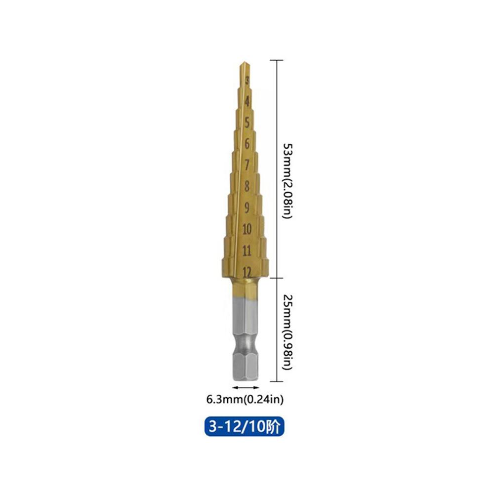 3-12 mm 4-12 mm 4-20 mm HSS Titanium Coated Step Drill Bit High Speed Steel Metal Wood Hole Cutter Cone Drilling Tool