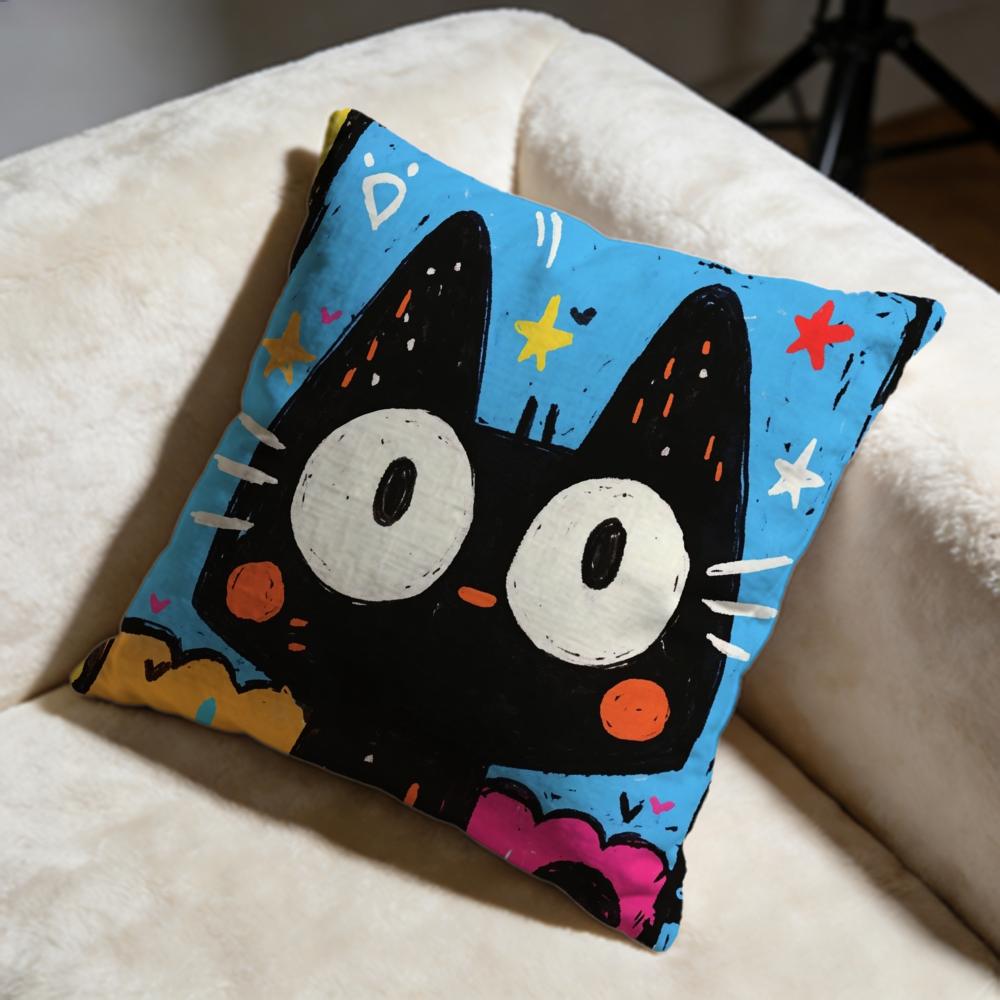 Doodle Cat Collection Cushion Cover Soft Decorative Pillow Case Suitable For Bedroom Sofa Car Travel Use