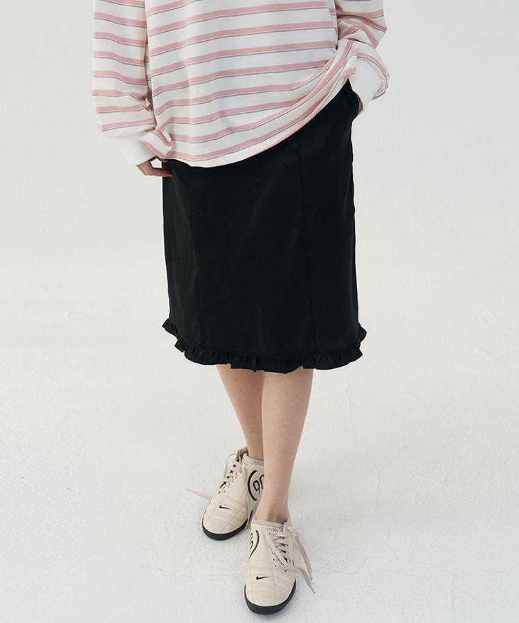 Tabert Diary Frill Midi Skirt - Black