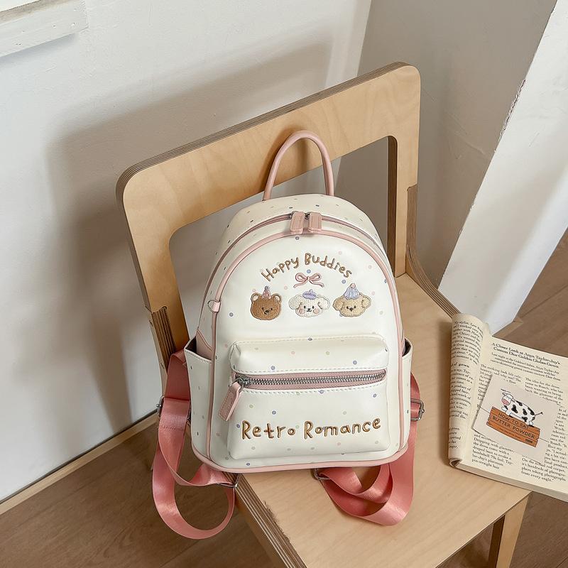 Schoolbag Sweet Cartoon Love Printed Backpack Korean Niche Design Cat Backpack Large Capacity Leisure Travel Bag