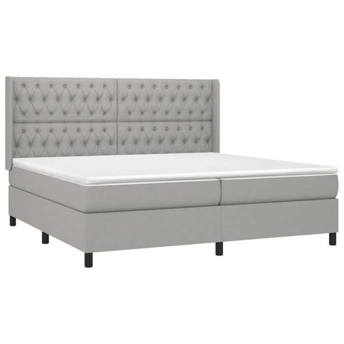 Exclusive House - LED Bed Slat Base Mattress Light Gray 200x200 Cm Fabric