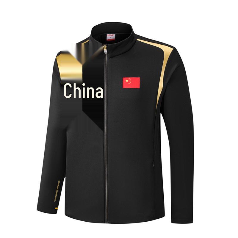 Men's Chinese Team Sportswear Set: Athletic Jacket, Hoodie, and Pants with Three Stripes for Spring/Autumn.