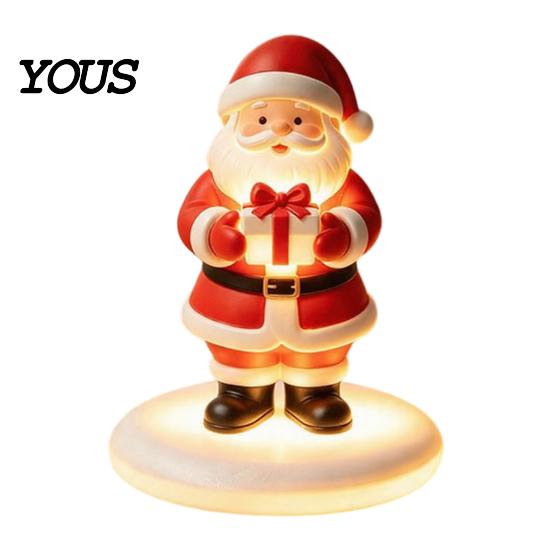 Santa Claus Night Light Figurine with Warm LED Light, Christmas Glowing Tabletop Creative Xmas Home Ornament Decor, Holiday Desktop for Bedroom Office
