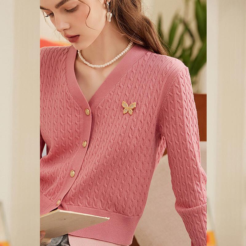 Bailuyu Women's Faux Two-Piece V-Neck Knit Cardigan