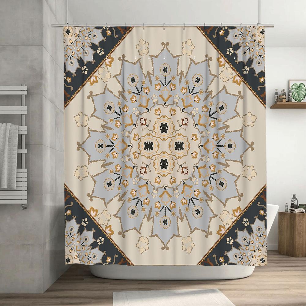 Beautiful Shower Curtain Floral Mandala Design for Bathroom Decor 3D Printed Waterproof Home Decor Item In Multiple Sizes