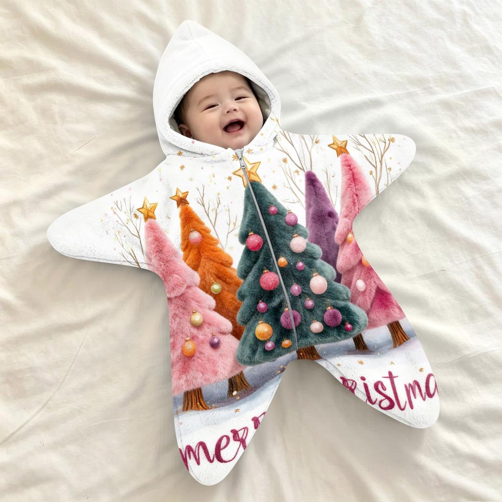 Baby Flanell Puckdecke mit Weihnachtsdruck - - Aufwach-Schlafsack für Neugeborene, Outdoor-Reiseumhang