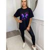 Black Oversized T Shirt With Purple Butterfly Print For Casual Wear