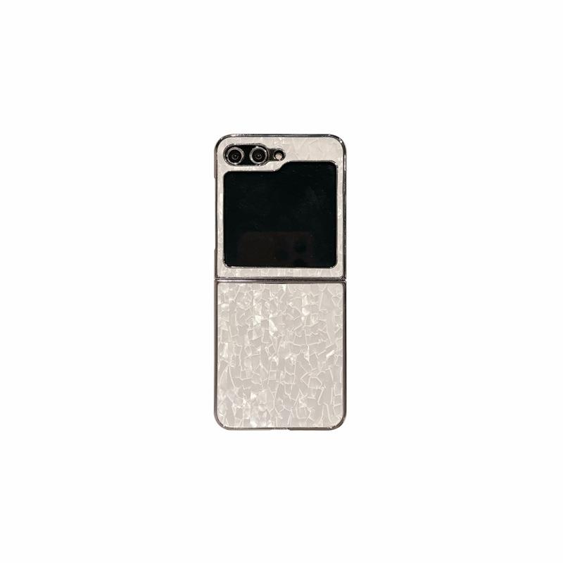 Applicable To Samsung ZFlip5 Shell Pattern Electroplated Shell Japanese and Korean Zflip4 Folding Screen Back Cover Zflip3 Protective Case