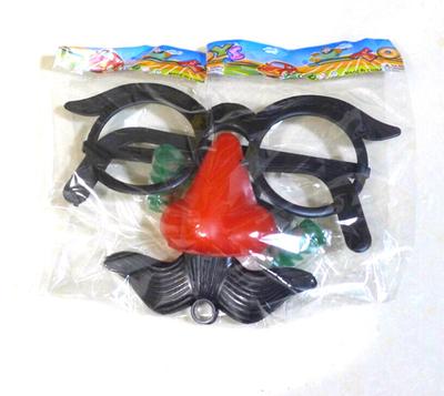 Lustige Clown-Brille, Kostüm, Ball, runder Rahmen, rote Nase mit Pfeife, Schnurrbart