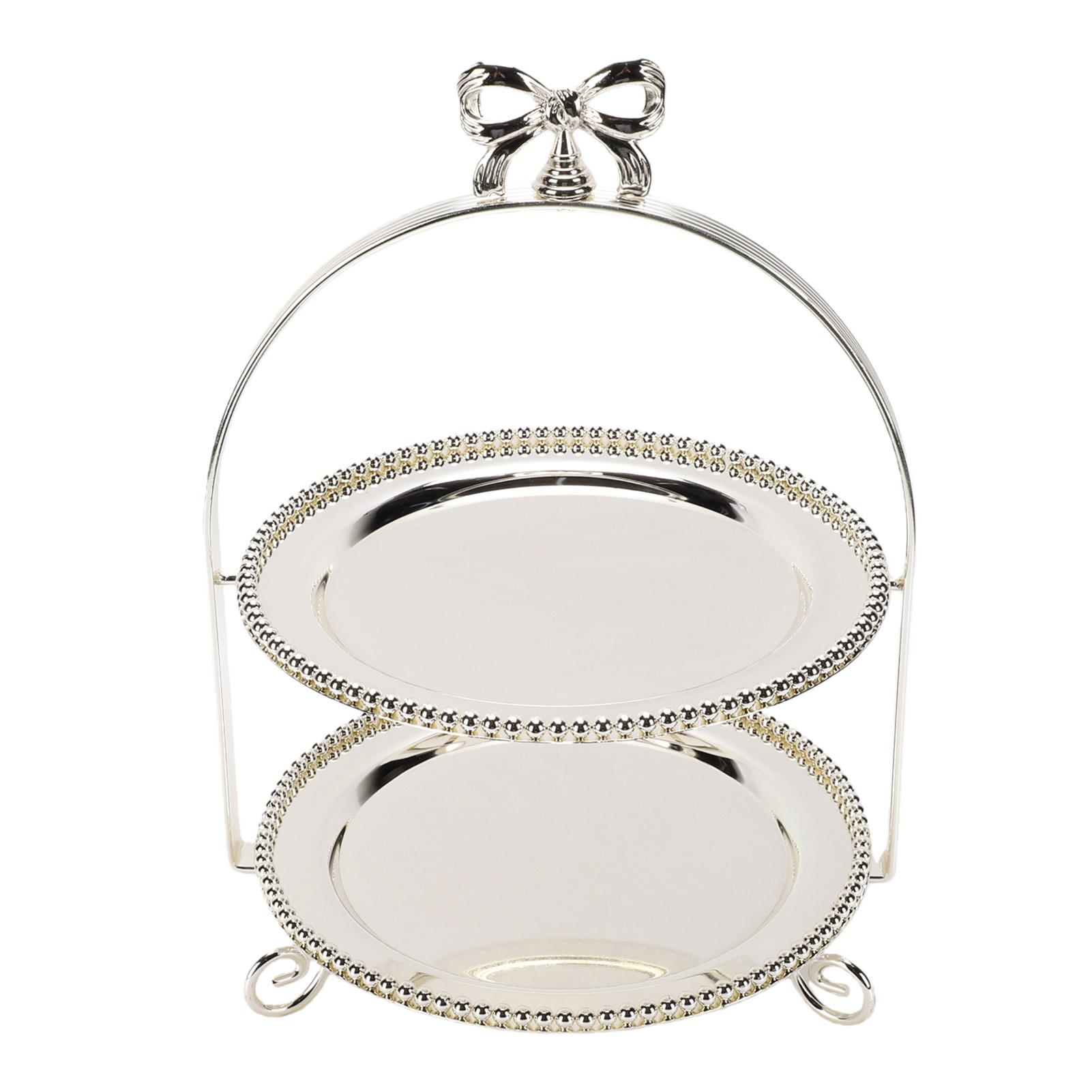 

Cupcake Stand 2 Tier Dessert Cupcake Holder Tiered Serving Tray for Donuts Fruits Tea Birthday Party Silver