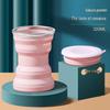 Portable Silicone Folding Travel Cup with Lid - Mini Telescopic Gargle Cup for Outdoor Use