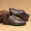 Men's Casual Rubber Soled Leather Shoes Top Layer Cowhide Lace Up Leather Shoes Flanged Soft Leather Round Toe Single Shoes