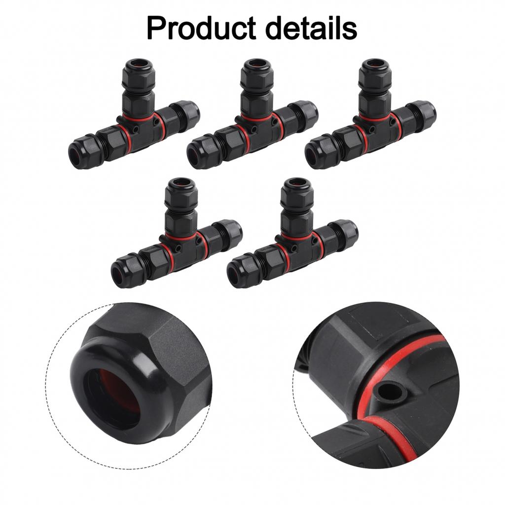 5Pcs TShape Cable Connectors with IP68 Protection for Outdoor Lighting