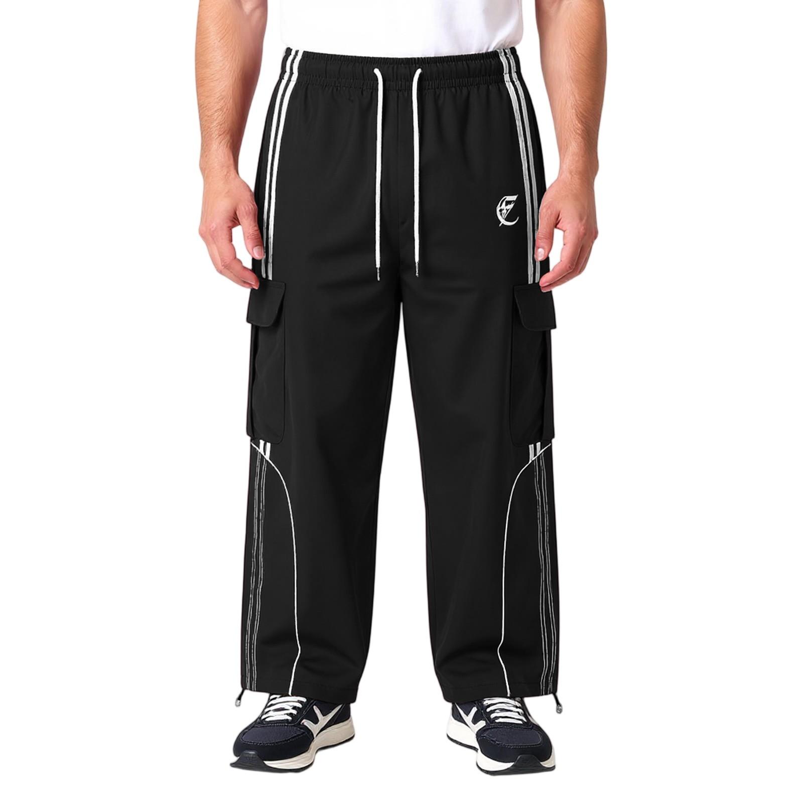 

Men s Street Dance Straight Leg Wide Leg Pants And Hip-hop Workwear Pants XL чёрный