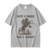 Peter Anor Save A Horse Ride A Cowboy Men's pattern print T-shirt Harajuku Retro Casual T-shirt 100% pure cotton Short sleeve