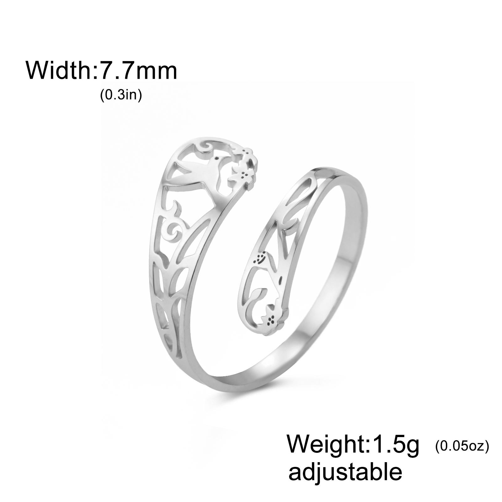 

Teamer Flower Hummingbird Hollow Open Ring Women Girls Stainless Steel Gold Color Adjustable Finger Rings Jewelry Birthday Gift resizable