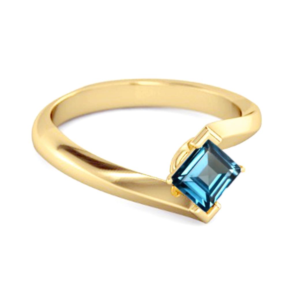 London Blue Topaz Sleek Tension- 925Style Ring - 925 Sterling Silver Gold Vermeil