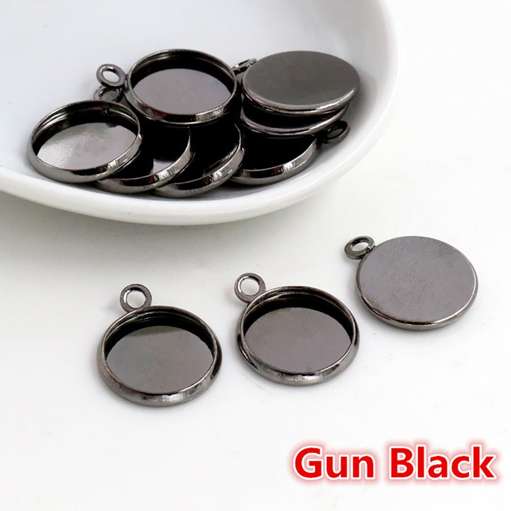 8/10/12/14/16/18/20/25mm Inner Size Bronze Silver Plated Rhodium 7 Colors High Quality Iron Material Cameo Setting Pendant Tray