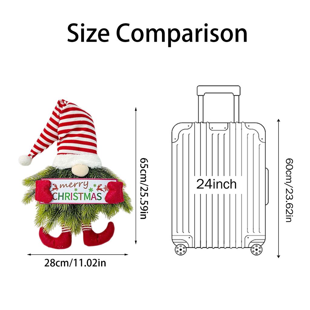 Christmas Wreath Needle Christmas Door Wreath Gnome For Window, Hanging Ornament Swedish Tomte Christmas Decorations Wreath For Room Window Porch