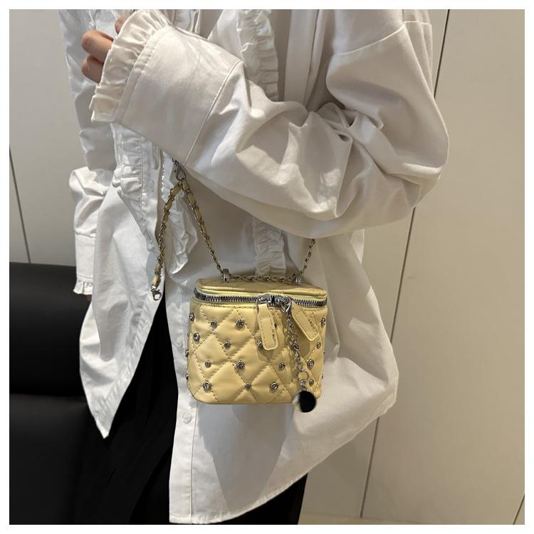 New Fashion Mini Quilted Box Bag for Women Diamond Stitch Faux Leather Chain Shoulder Crossbody Purse