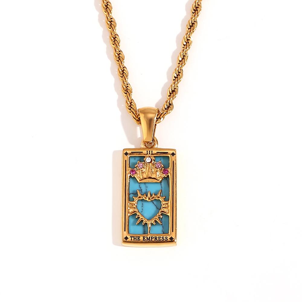 

E.B.belle New Design Christmas Jewelry Gift Colorful Geometric Moon Sun Lover Stainless Steel Tarot Necklaces For Women