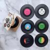 6-piece Set of Retro Black Rubber Record Coasters, Including Teacup Mats, Beverage Coasters, Round Coasters, Heat-insulating Mats, Non-slip Mats,
