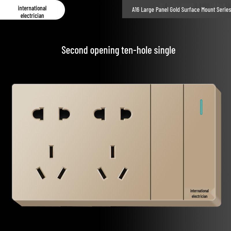 Priză electrică ultra-subțire de 16A cu montaj aparent cu panou de perete cu cinci găuri pentru uz casnic și pentru aparat de aer condiționat