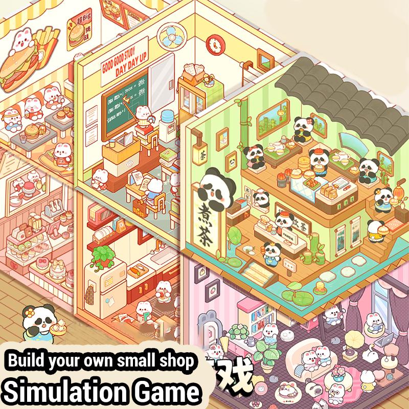 DIY Cute Rabbit Cartoon Girl Mini World Landscape Sticker Pocket 3D Sticker Cabin Scene Stacking and Pasting Festival Kids Gifts