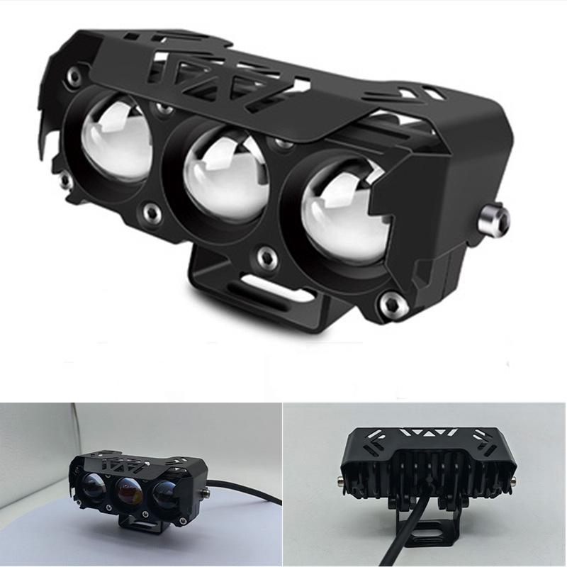LED Motorcycle Headlights: Dual Color High/Low Beam, External Spotlights for Cars and Motorcycles