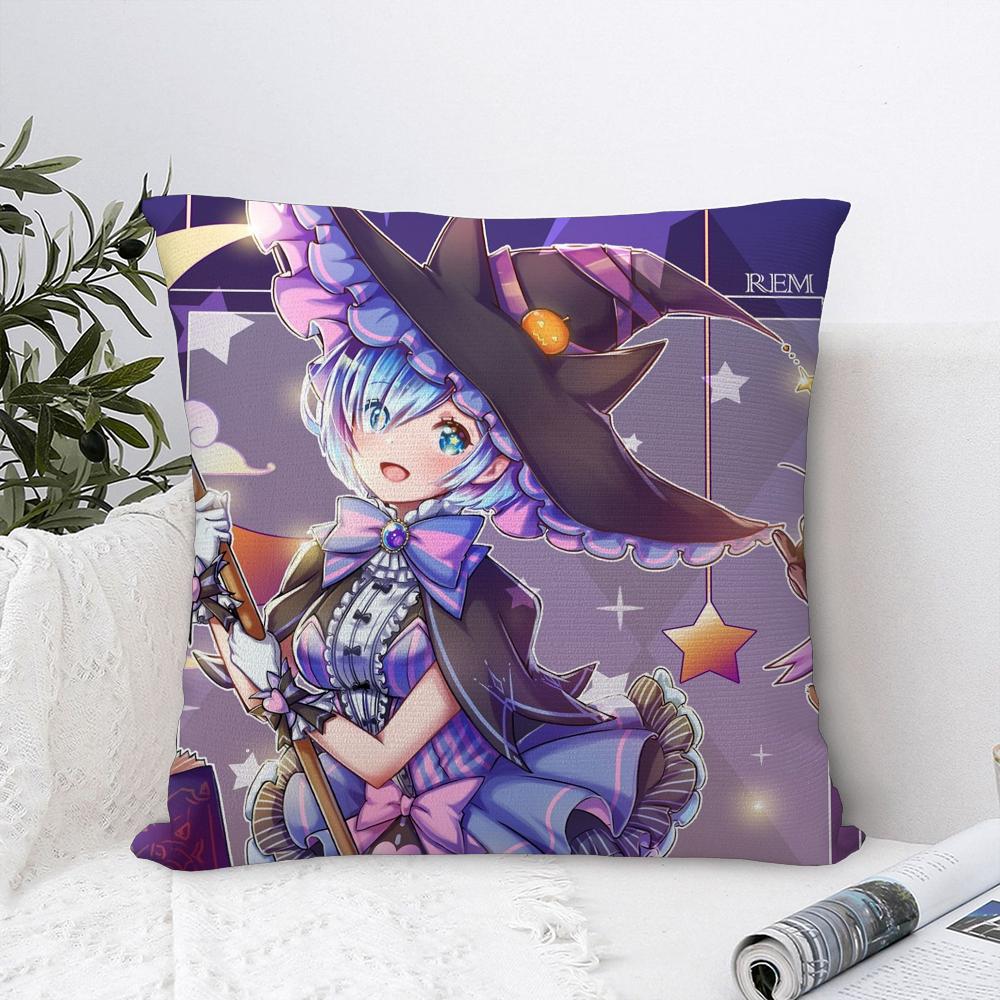 Re zero R-Rem Pillow Case Sofa Decorative Home Double-sided Print Plush Square Throw Pillow Covers Cushion Decor Cover