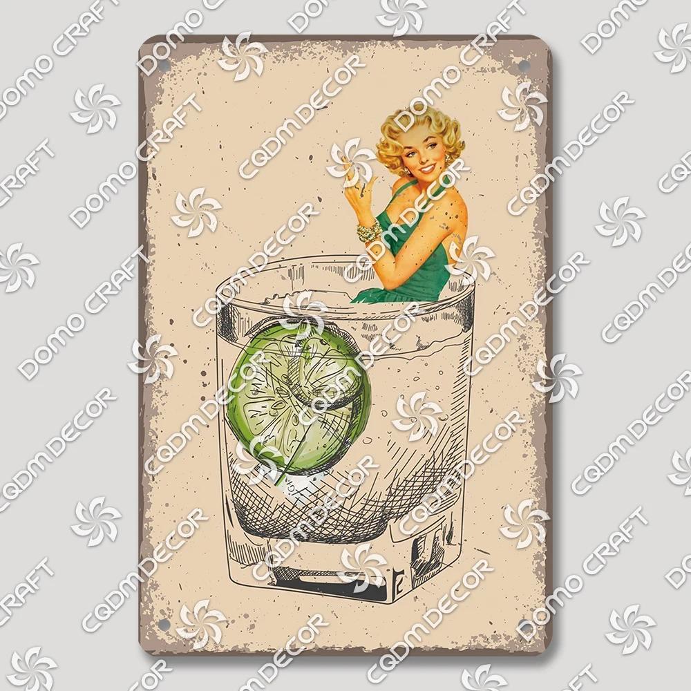 Vintage Drink Metal Tin Sign Wall Decor Mojito Margarita Aperol Spritz Negroni Limoncello  Perfect for Bar Pub Club